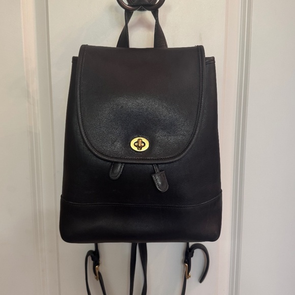 Coach Vintage Black Leather Daypack No. 9791 - Picture 1 of 11